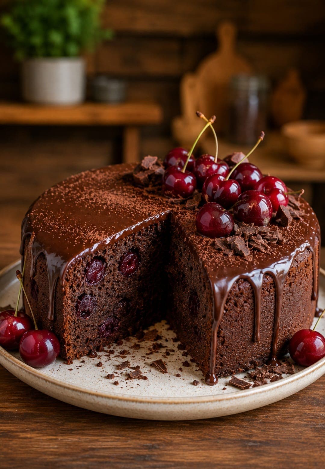 High-Protein Chocolate Cherry Cake