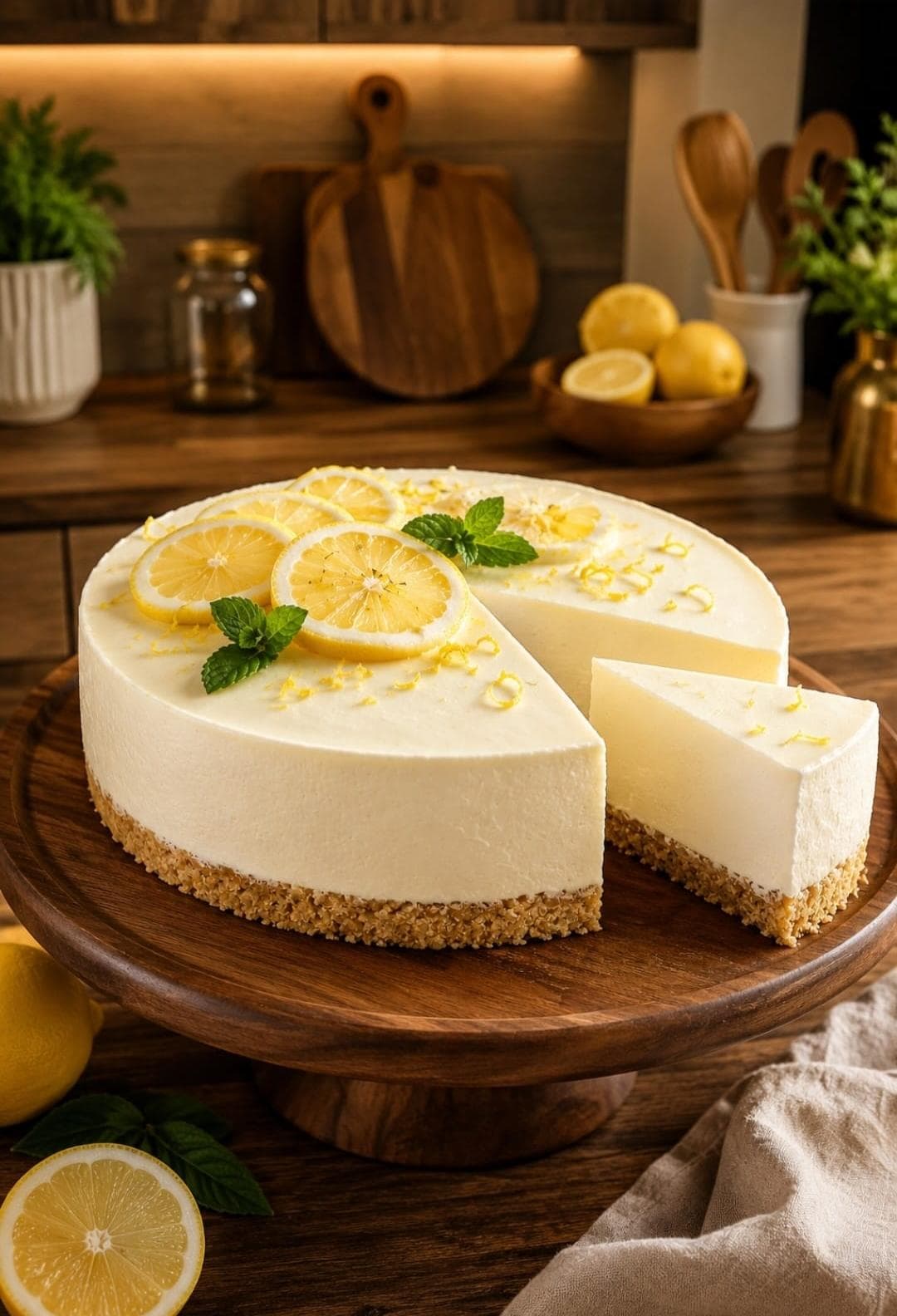 High-Protein No-Bake Lemon Cheesecake
